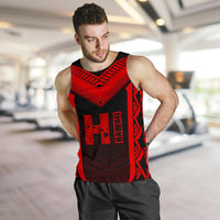 Hawaiian Kanaka Polynesian Men's Tank Top Active Red - Polynesian Pride