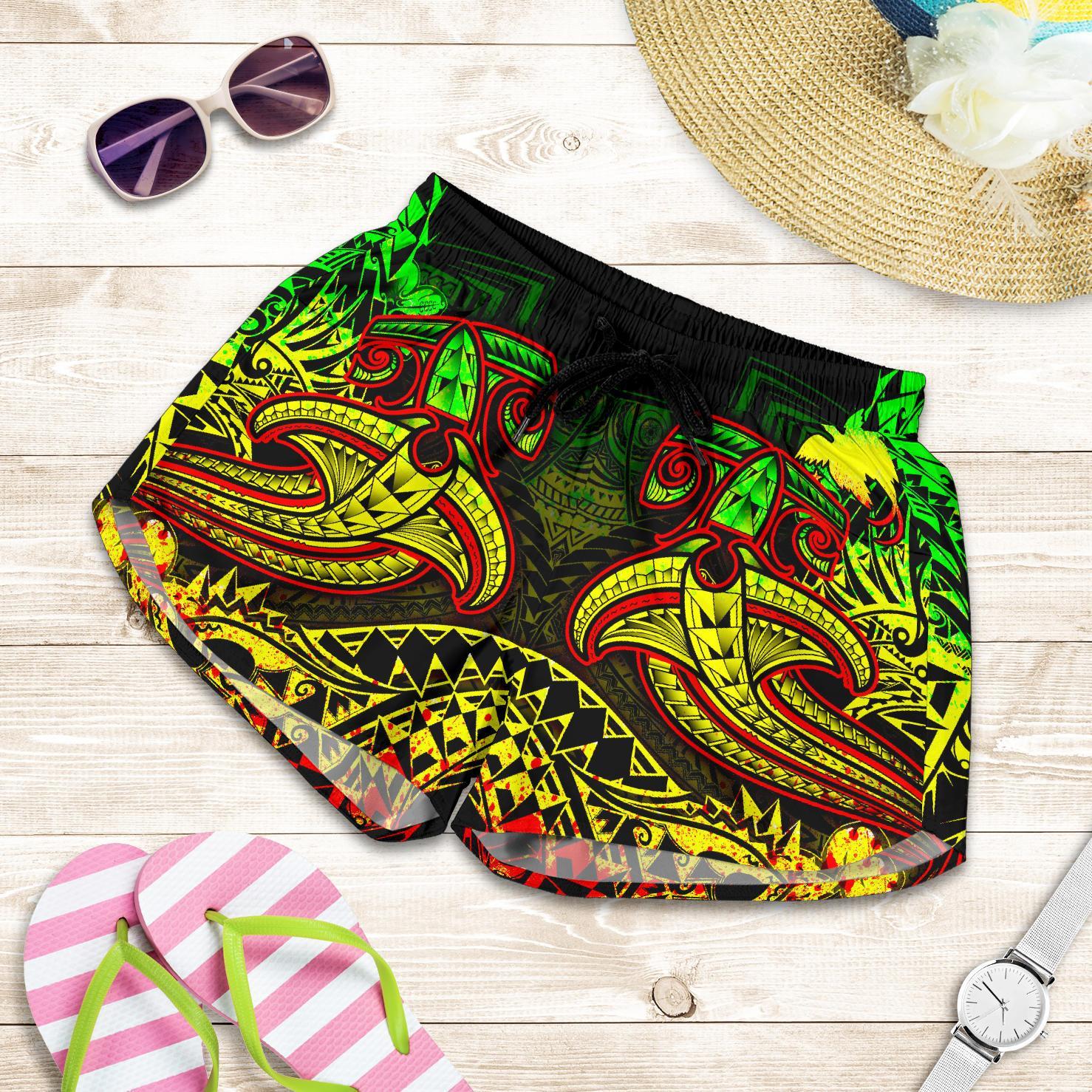 Papua New Guinea Women's Shorts - Reggae Shark Polynesian Tattoo Women Reggae - Polynesian Pride