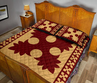 Hawaiian Quilt Pattern Palm Tree Normal Quilt Bed Set - Polynesian Pride