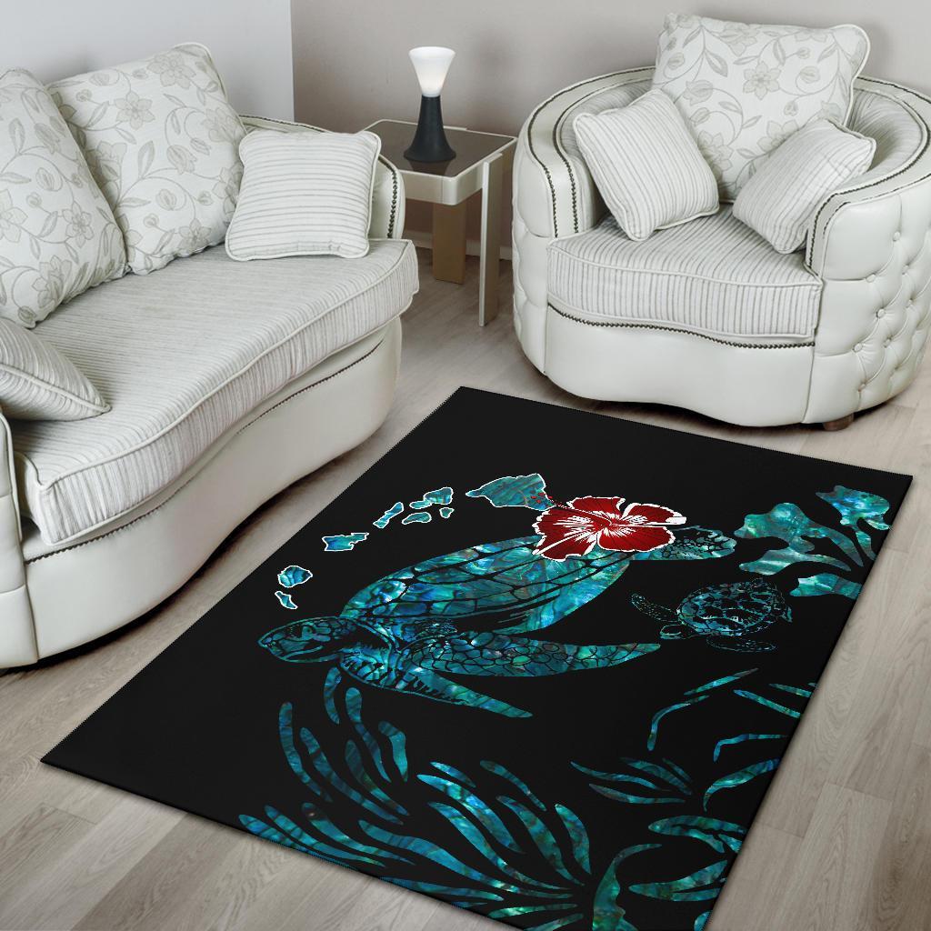 Hawaii Ohana Honu Paua Shell Rug - Polynesian Pride