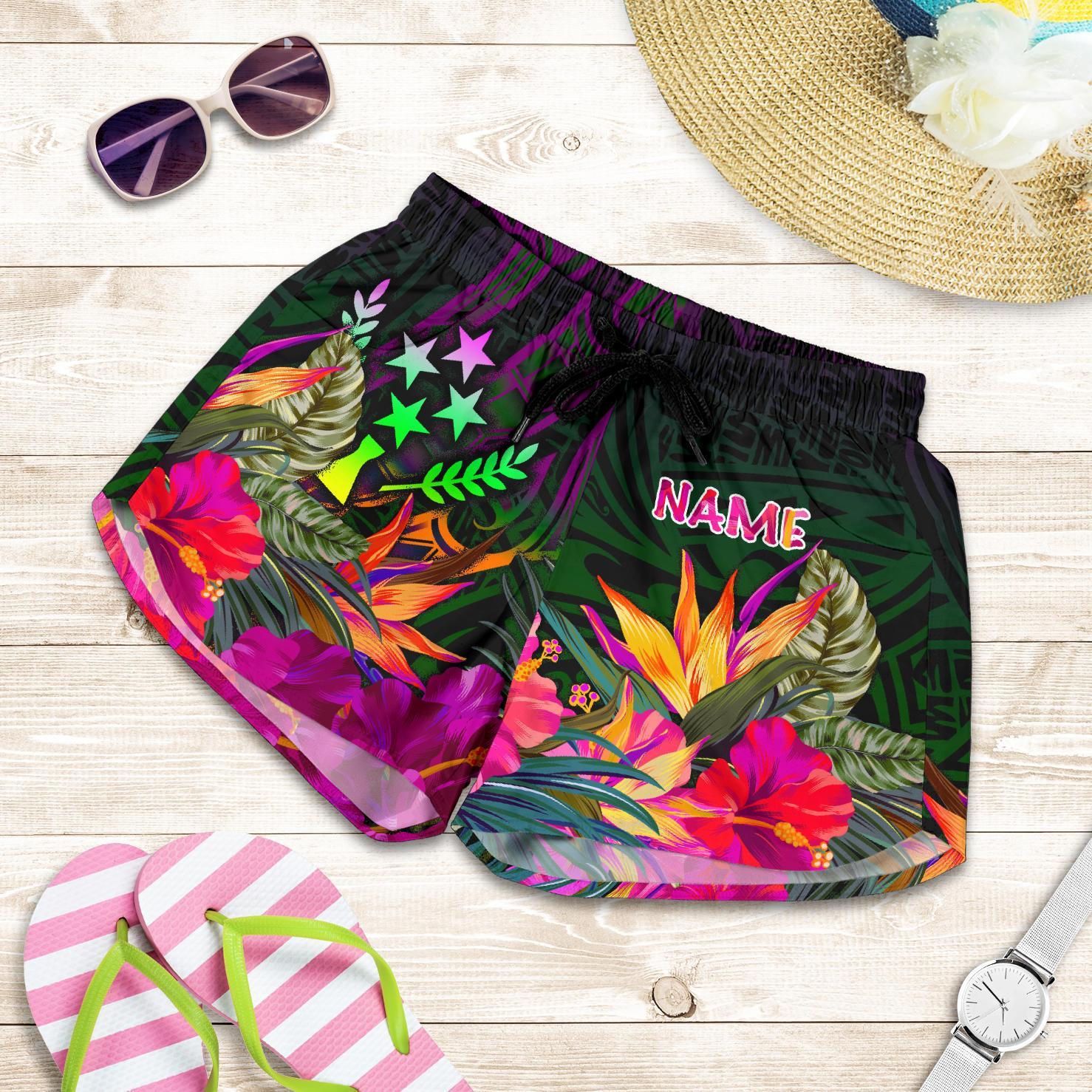 Kosrae Personalised Women's Shorts - Summer Hibiscus Women Reggae - Polynesian Pride