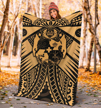 Tonga Polynesian Premium Blanket - Tonga Gold Seal Polynesian Tattoo - Polynesian Pride