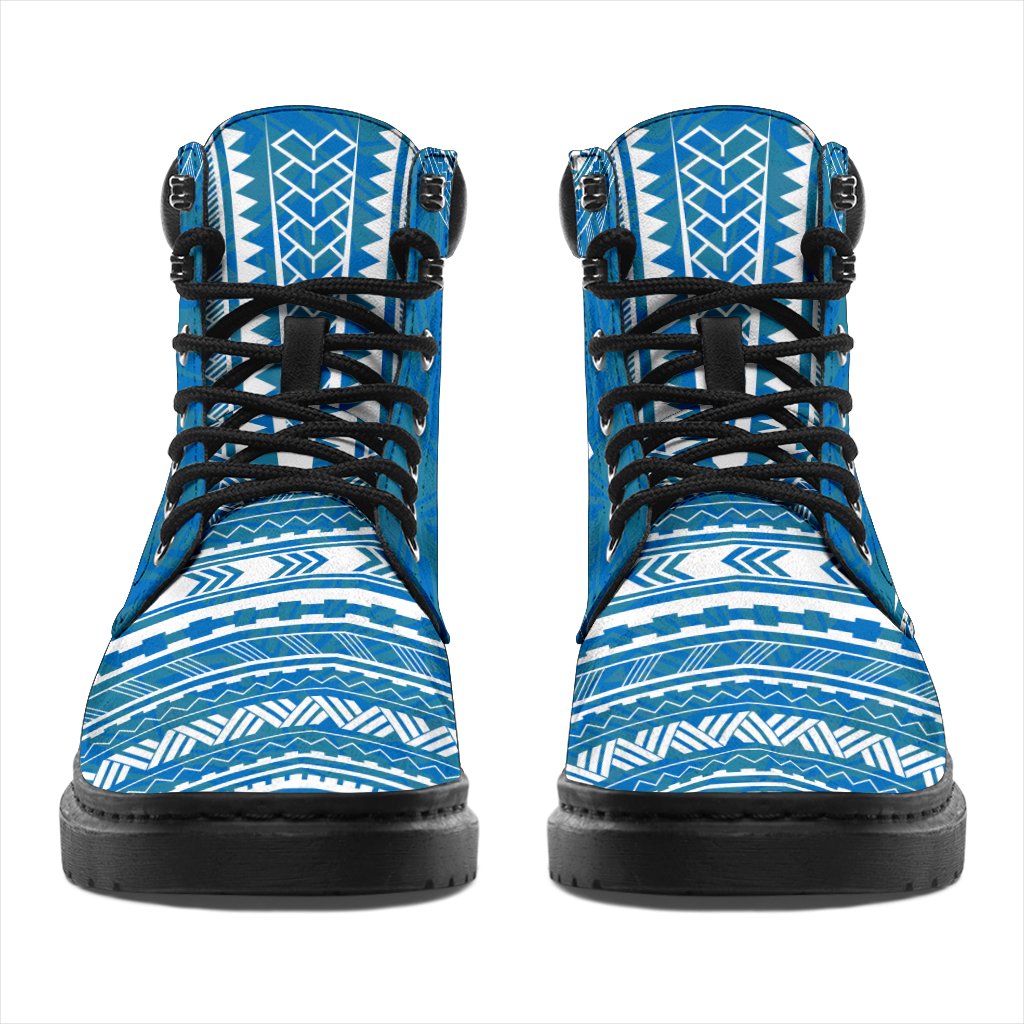 Northern Mariana Islands Leather Boots - Polynesian Flag Chief Version - Polynesian Pride