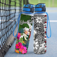Vanuatu Custom Personalised Hydro Tracking Bottle White - Turtle Plumeria Banana Leaf - Polynesian Pride