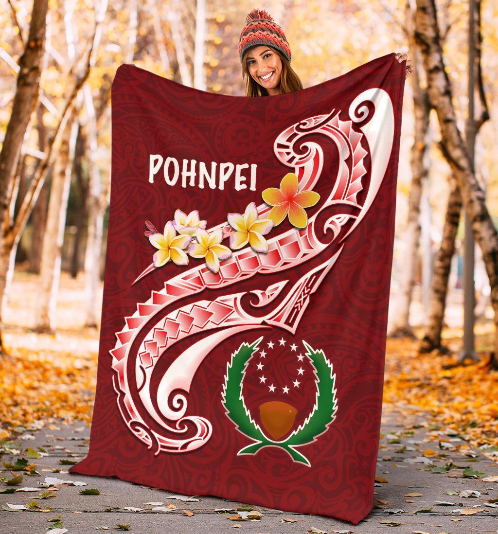Pohnpei Premium Blanket - Pohnpei Seal Polynesian Patterns Plumeria - Polynesian Pride