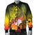 Guam Custom Personalised Men's Bomber Jacket - Humpback Whale with Tropical Flowers (Yellow) - Polynesian Pride