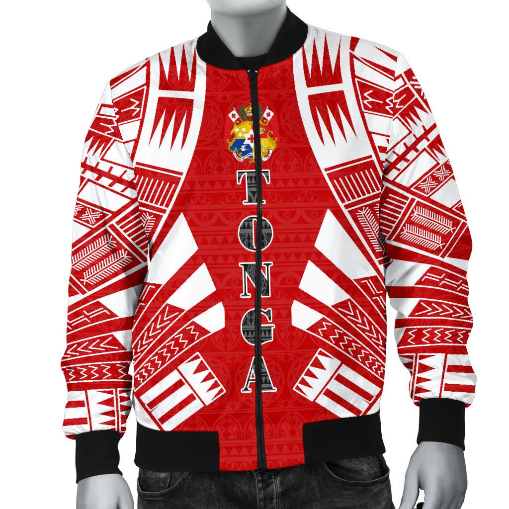 Tonga Men Bomber Jackets - Polynesian Tattoo Flag - Polynesian Pride