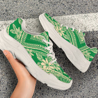 Polynesian Plumeria Mix Green Chunky Sneakers - Polynesian Pride