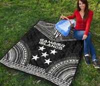 Gambier Islands Premium Quilt - Gambier Islands Flag Polynesian Chief Black Version - Polynesian Pride