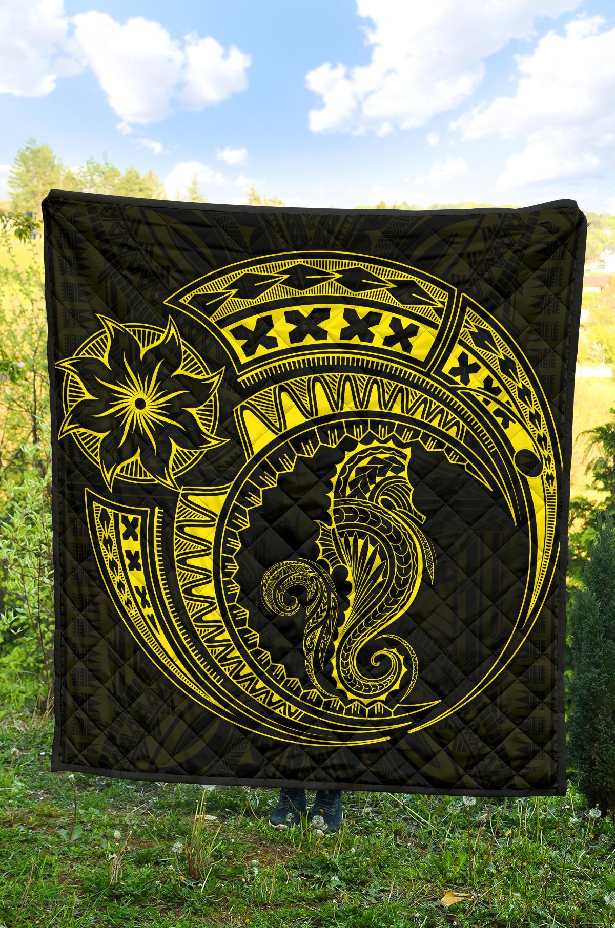 Polynesian Quilt - Polynesian Yellow Seahorse Tattoo - Polynesian Pride
