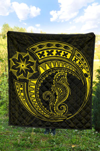 Polynesian Quilt - Polynesian Yellow Seahorse Tattoo - Polynesian Pride