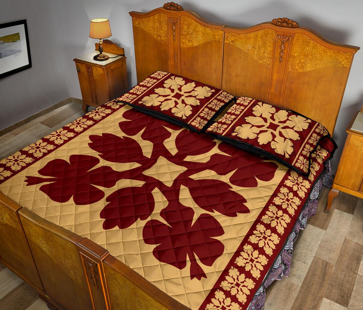 Hawaiian Quilt Pattern Hibiscus Quilt Bed Set - Polynesian Pride