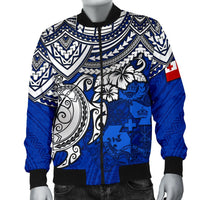 Tonga Polynesian Bomber Jacket (Men) - Blue Turtle - Polynesian Pride