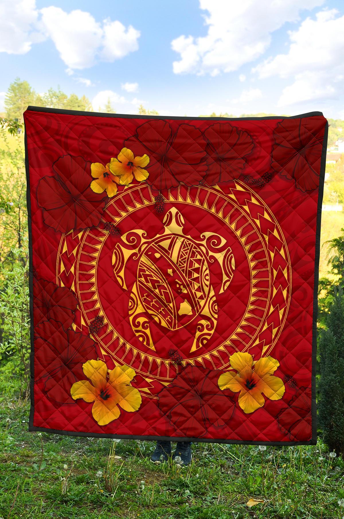 Hawaii Turtle Polynesian Premium Quilt - Oil Style - Polynesian Pride
