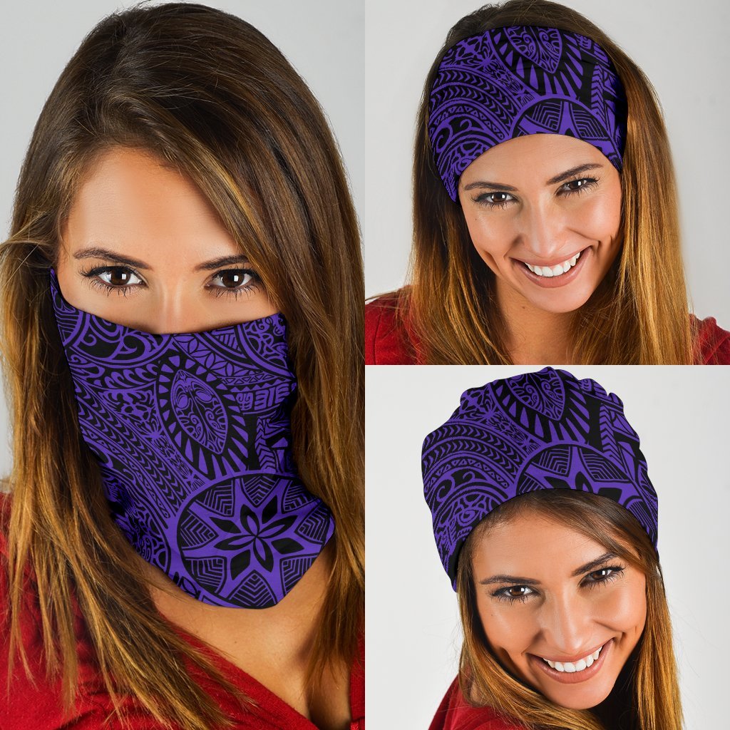 Polynesian Hawaiian Style Tribal Tattoo Violet Bandana 3 - Pack Violet One Size - Polynesian Pride