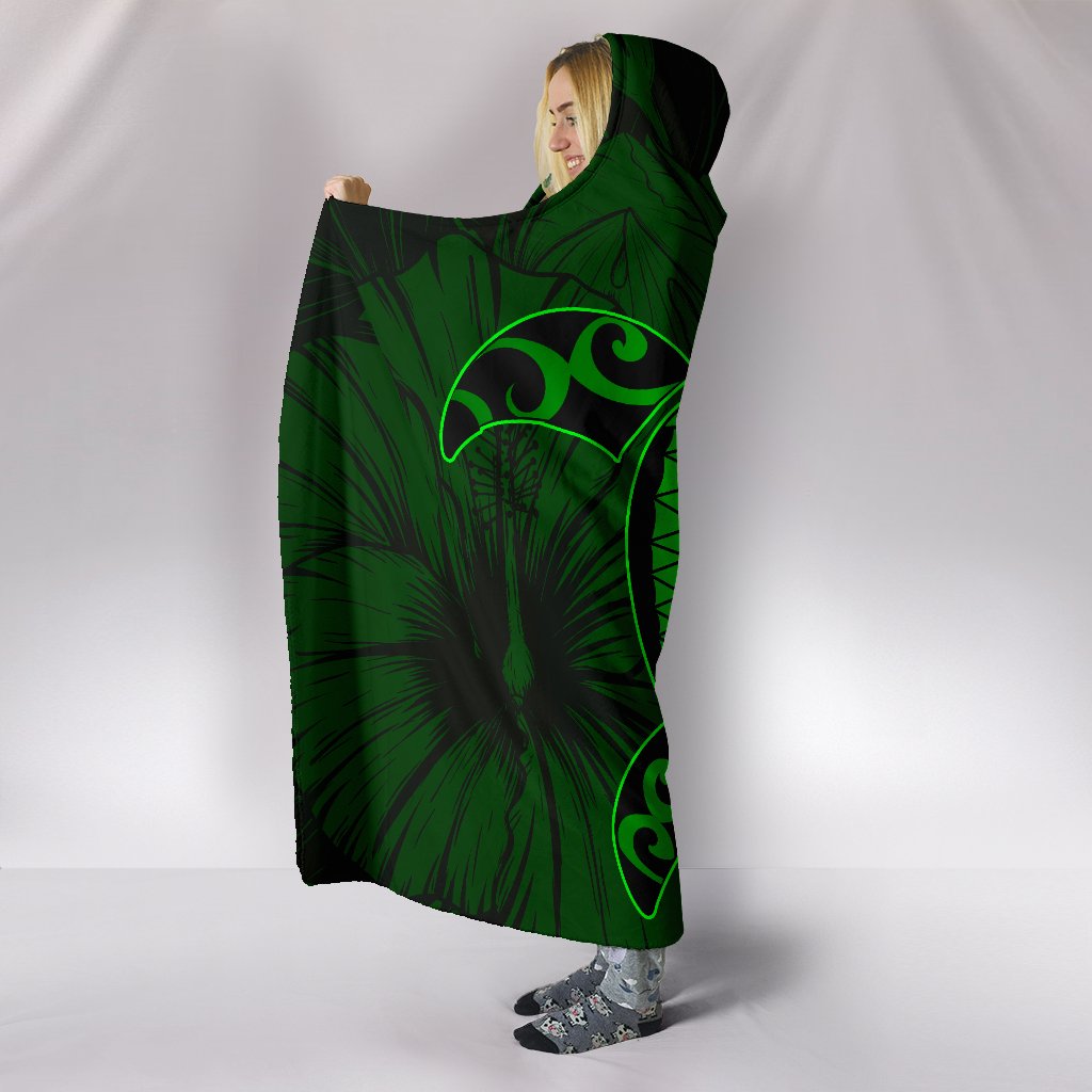 Hawaii Hibiscus Hooded Blanket - Harold Turtle - Green - Polynesian Pride