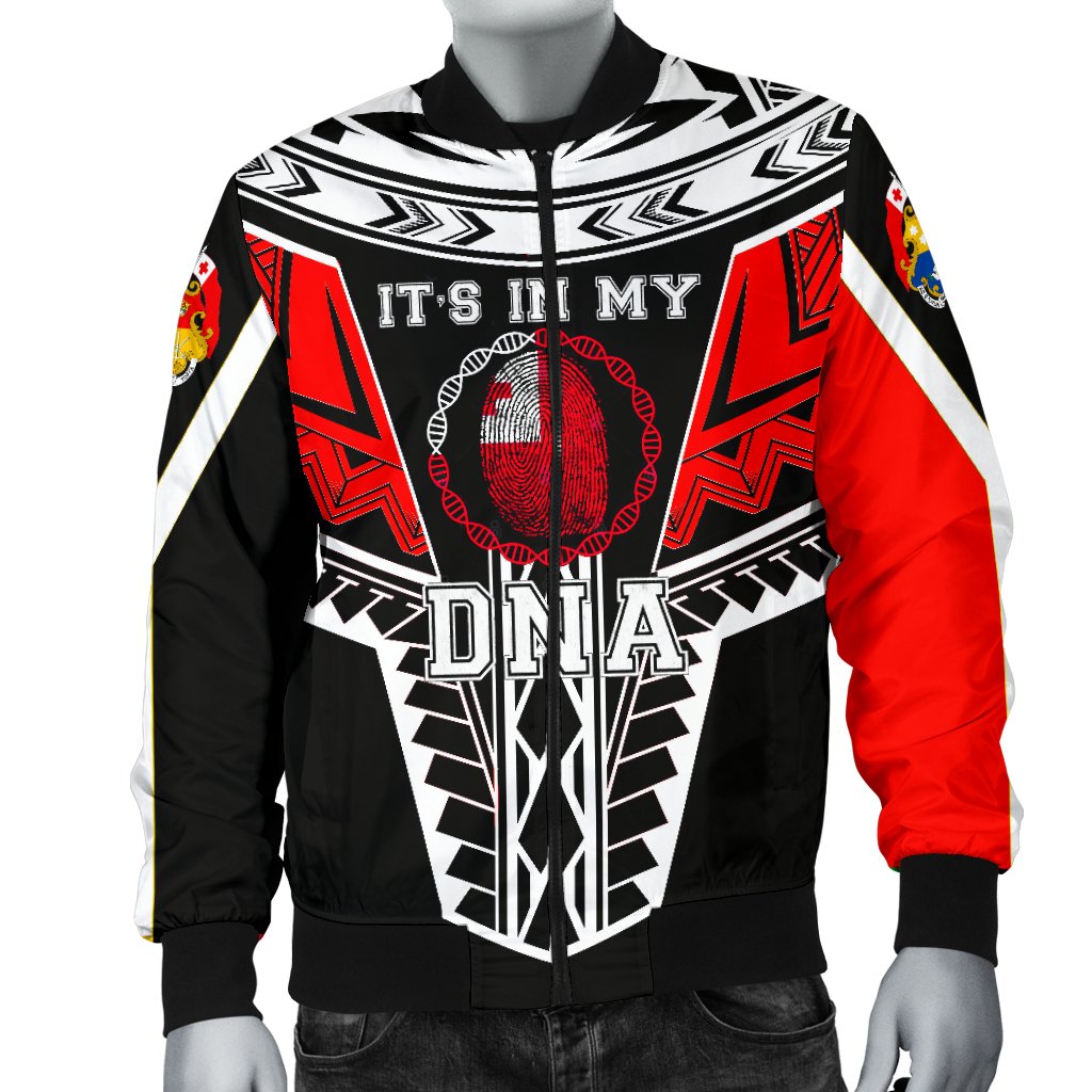 Tonga Bomber Jacket - It's In My DNA White Red Color - Polynesian Pride