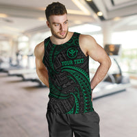 Hawaii Polynesian Custom Personalised Men's Tank Top - Green Tribal Wave - Polynesian Pride