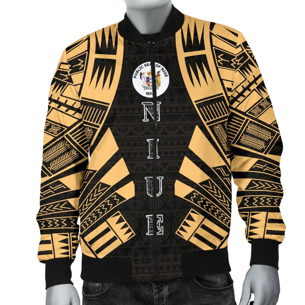 Niue Men Bomber Jackets - Polynesian Tattoo Gold - Polynesian Pride