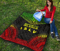 Society Islands Premium Quilt - Society Islands Flag Polynesian Chief Reggae Version - Polynesian Pride