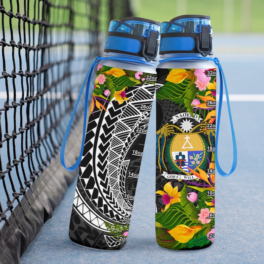 Nauru Hydro Tracking Bottle - Seal Spiral Polynesian Patterns - Polynesian Pride