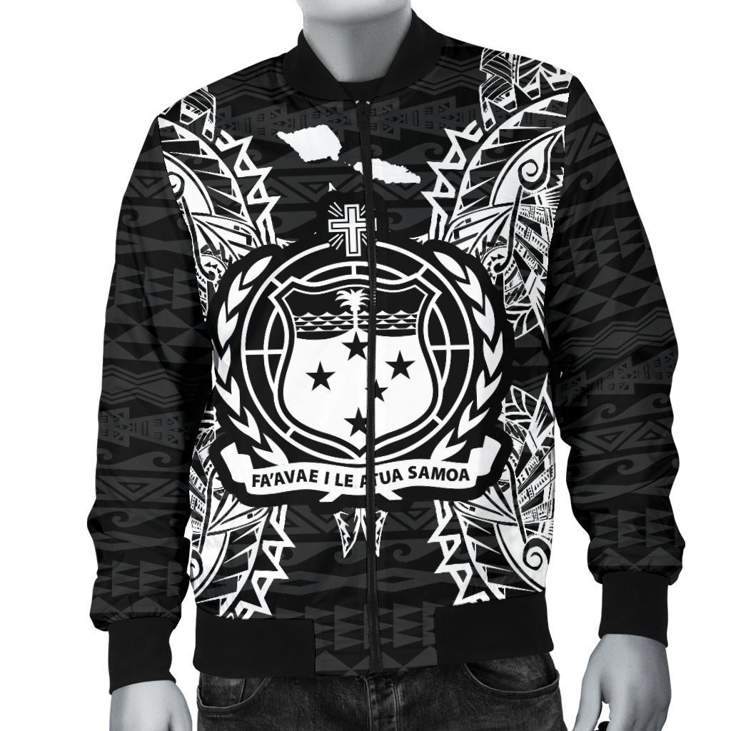 Samoa Polynesian Men's Bomber Jacket Map Black - Polynesian Pride