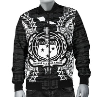 Samoa Polynesian Men's Bomber Jacket Map Black - Polynesian Pride