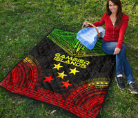 Gambier Islands Premium Quilt - Gambier Islands Flag Polynesian Chief Reggae Version - Polynesian Pride