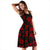 Polynesian Midi Dress - Black Red Hibiscus - Polynesian Pride