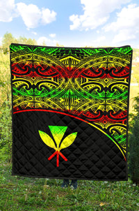 Hawaii Polynesian Premium Quilt - Reggae Kanaka Maoli Curve Version - Polynesian Pride