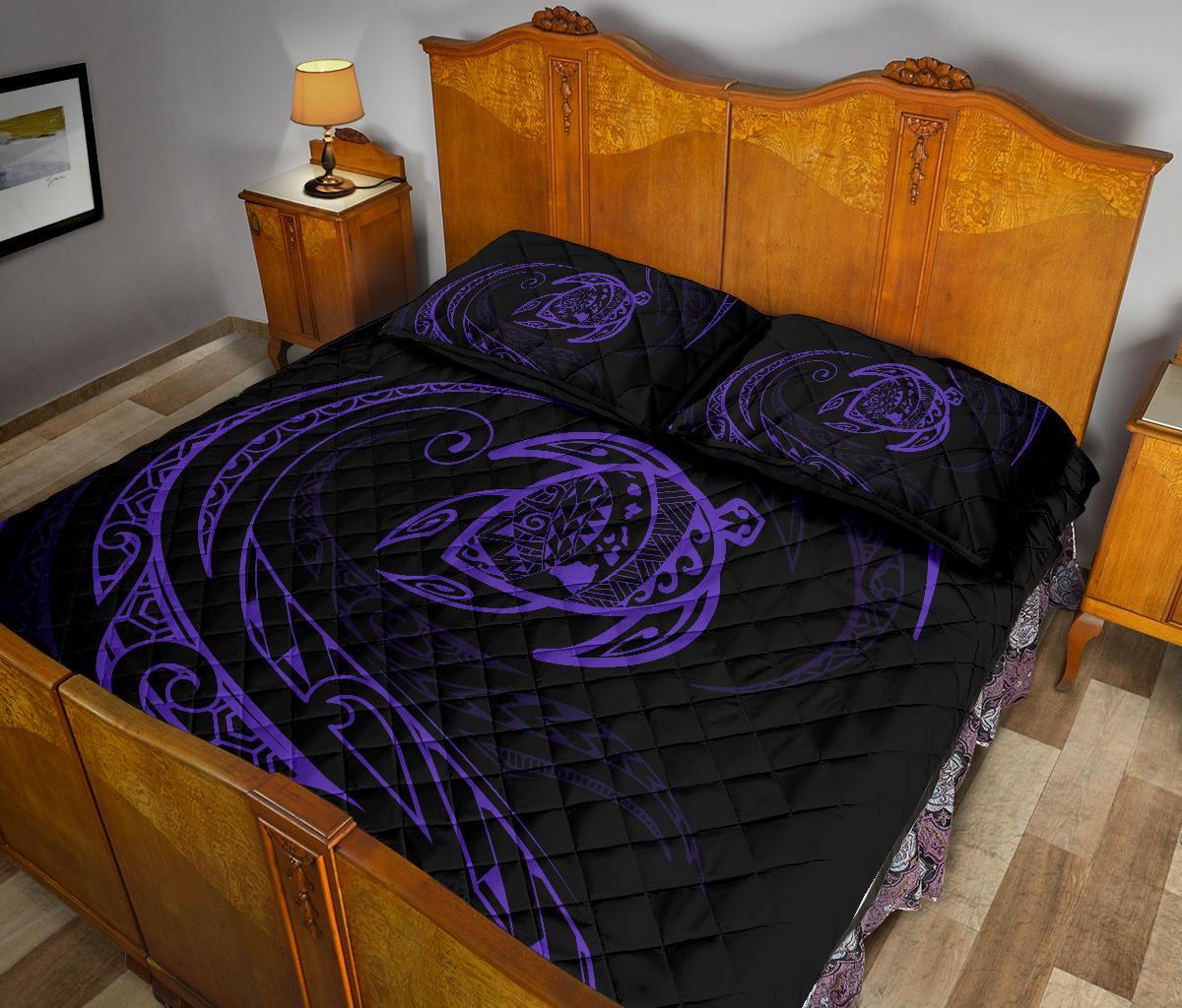 Hawaii Turtle Quilt Bed Set - Purple - Frida Style - Polynesian Pride