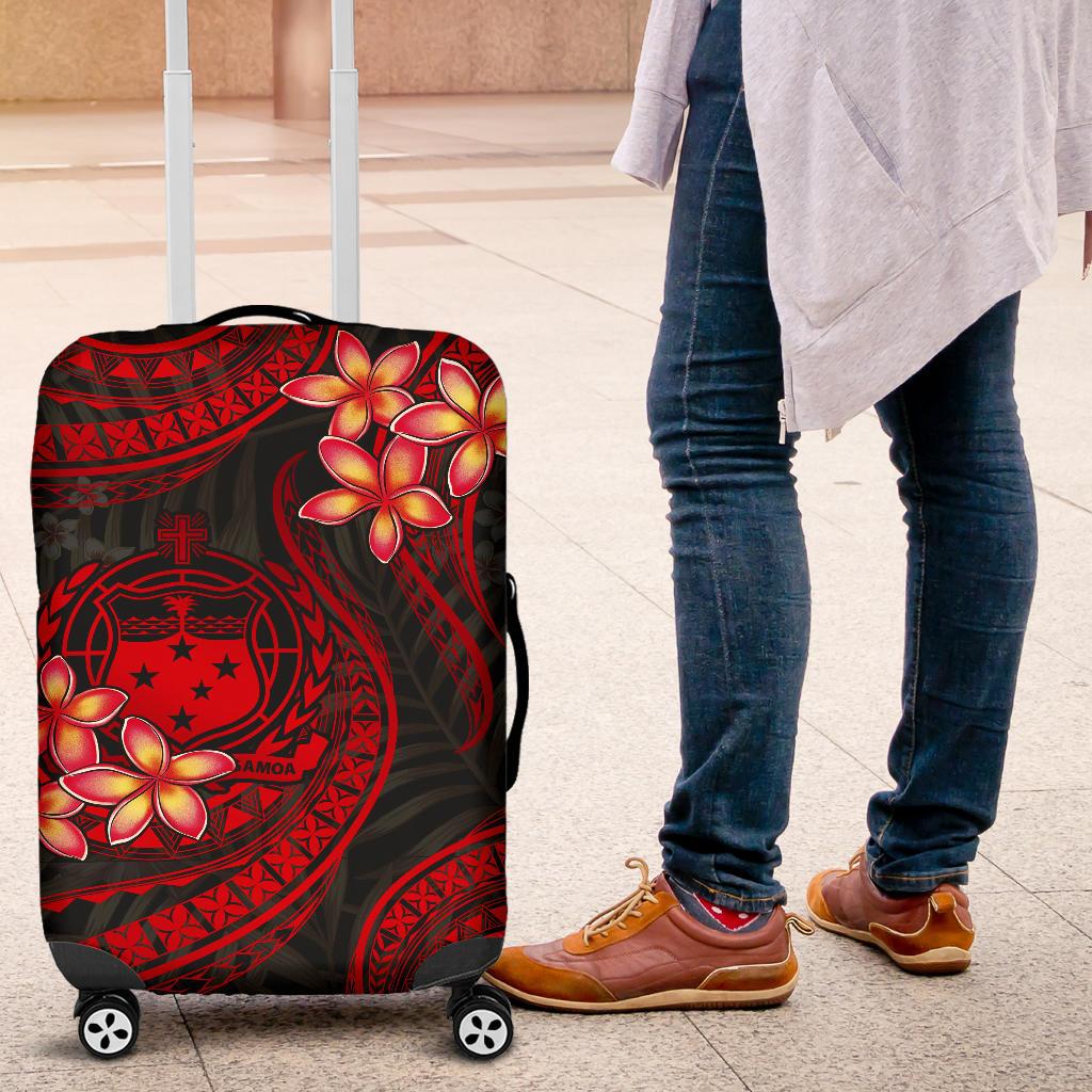 Samoa Polynesian Luggage Covers - Red Plumeria - Polynesian Pride
