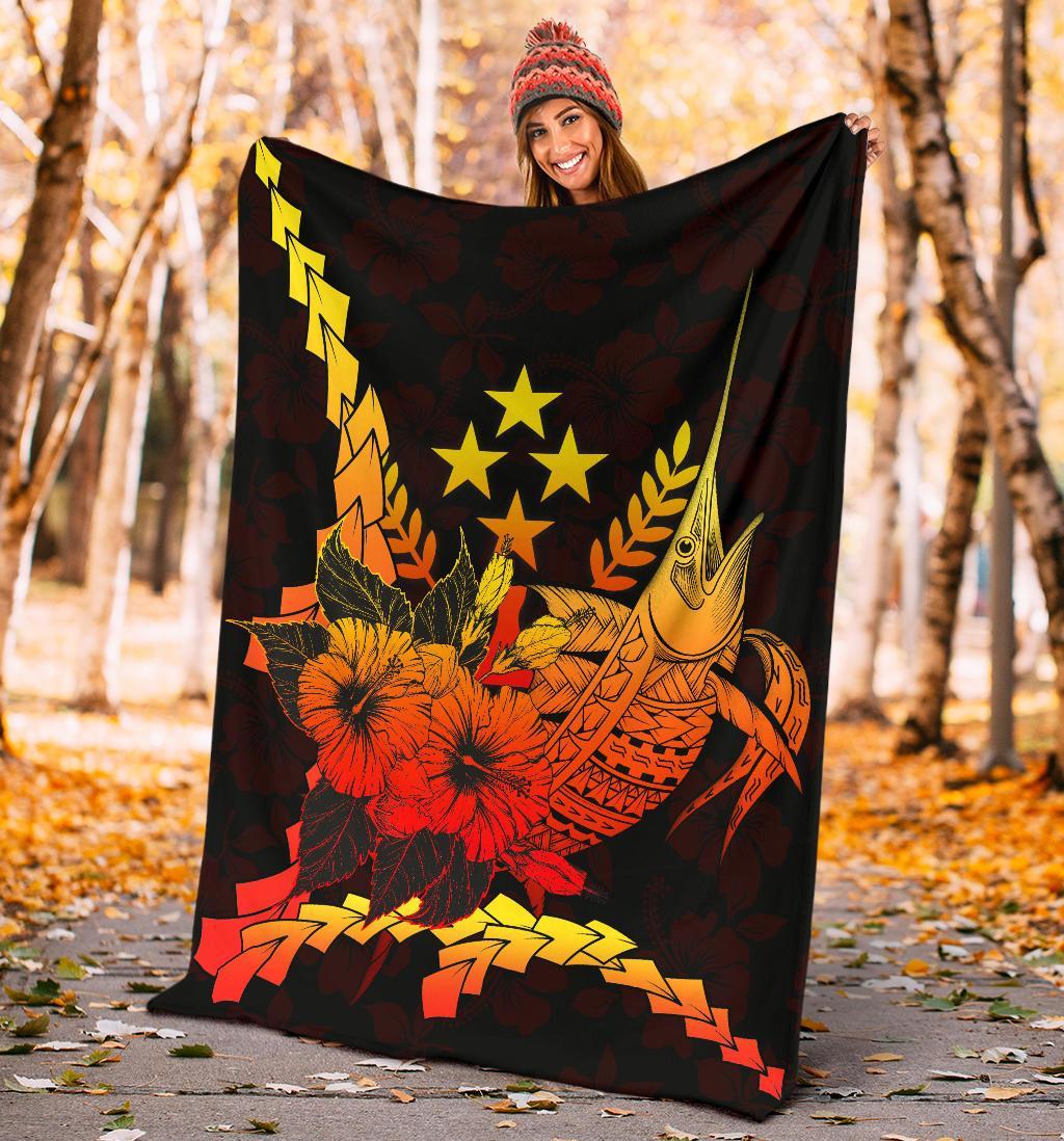 Kosrae Micronesia Premium Blanket - Swordfish With Hibiscus - Polynesian Pride