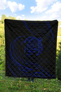 Hawaii Turtle Premium Quilt - Blue - Frida Style - Polynesian Pride