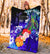 Fiji Custom Personalised Premium Blanket - Humpback Whale with Tropical Flowers (Blue) - Polynesian Pride