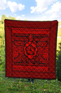 Hawaii Polyensian Turtle Premium Quilt Red - Polynesian Pride