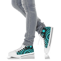 Nauru High Top Canvas Shoes - Turquoise Tentacle Turtle - Polynesian Pride