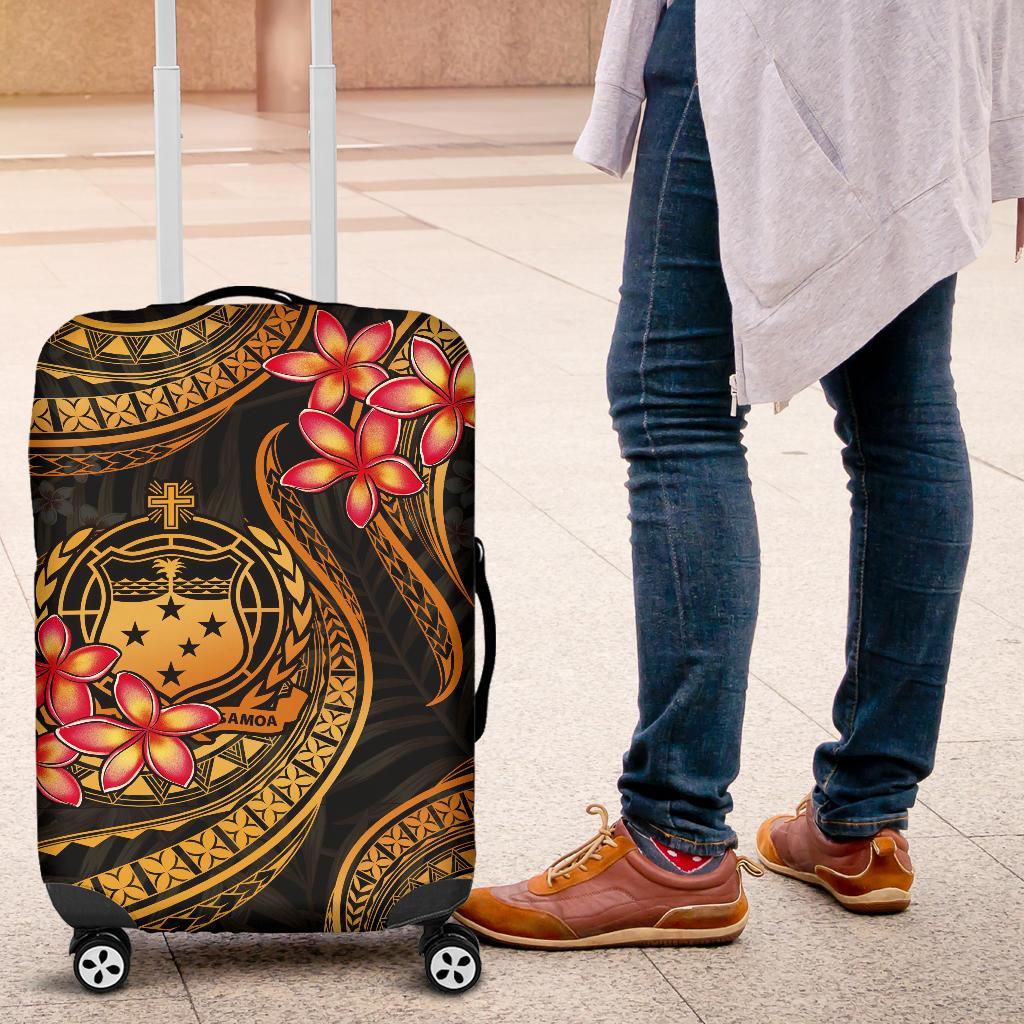 Samoa Polynesian Luggage Covers - Gold Plumeria - Polynesian Pride