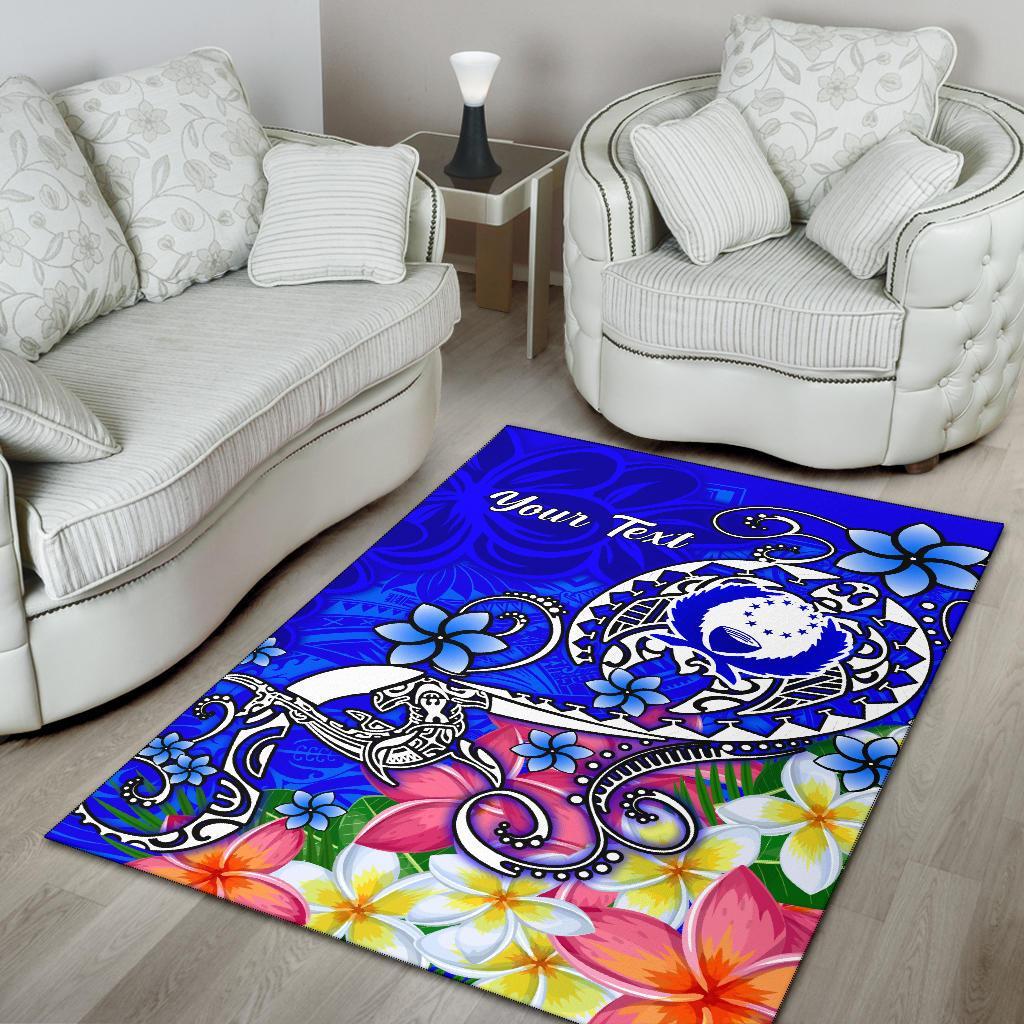 Pohnpei Custom Personalised Area Rug - Turtle Plumeria (Blue) Blue - Polynesian Pride