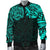 New Zealand Men's Bomber Jacket, Maori Polynesian Tattoo Turquoise - Polynesian Pride