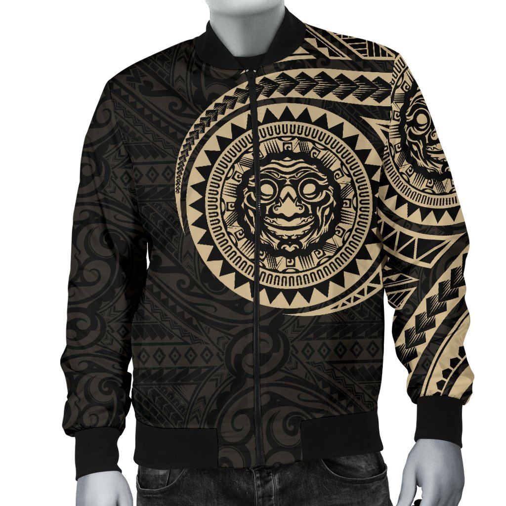 Polynesian Face Tattoo Style Men's Bomber Jacket - Polynesian Pride