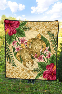 Hawaii Premium Quilt - Turtle Premium Quilt Strong Pattern Hibiscus Plumeria AH - Polynesian Pride