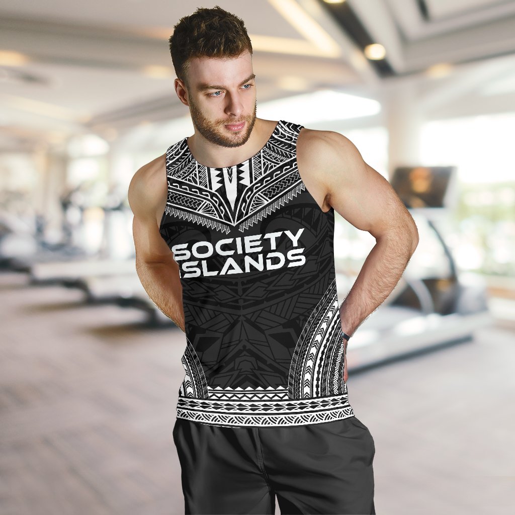 Society Islands Men's Tank Top - Polynesian Chief Black Version - Polynesian Pride