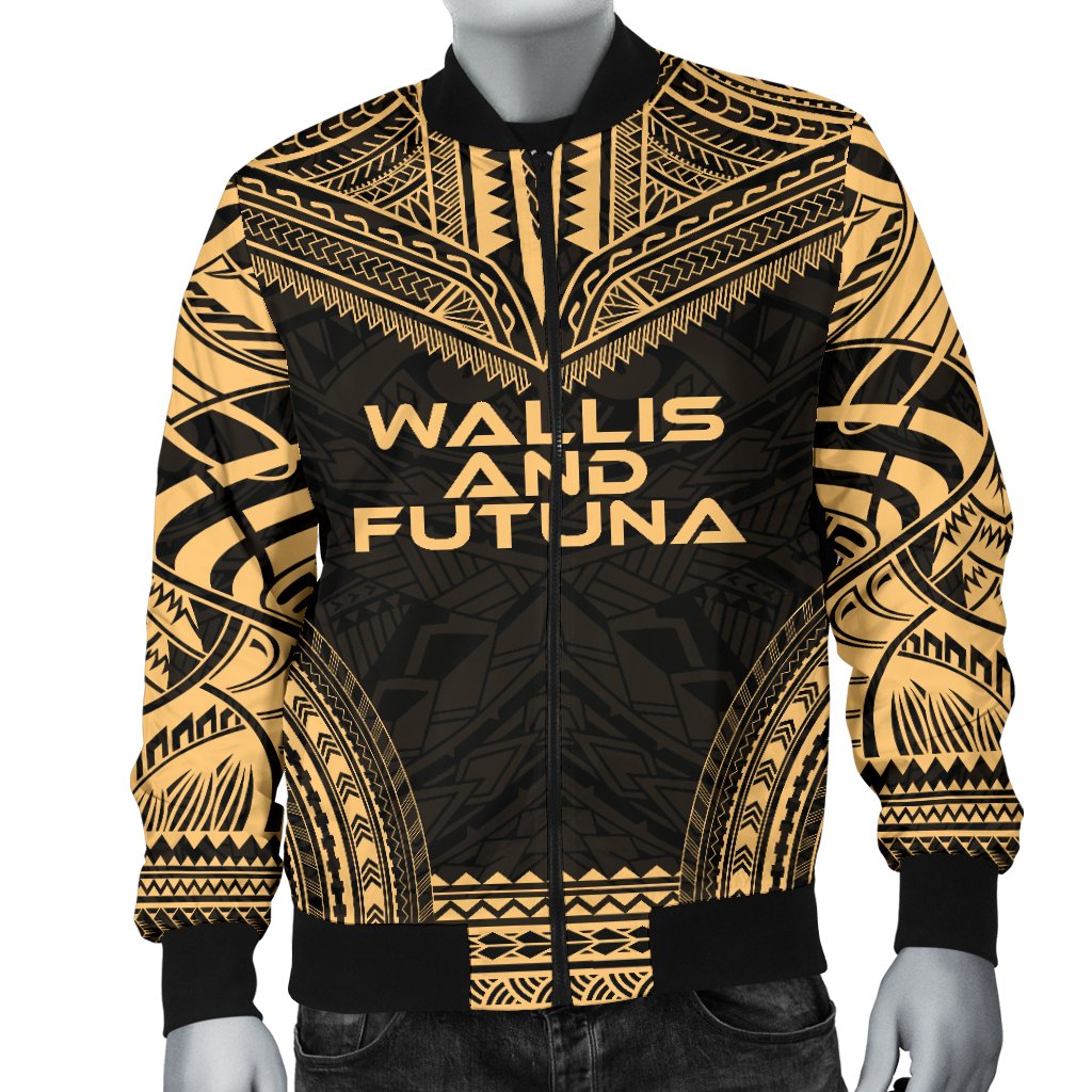 Wallis And Futuna Polynesian Chief Men's Bomber Jacket - Gold Version - Polynesian Pride