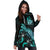 New Caledonia Polynesian Hoodie Dress - Turtle With Blooming Hibiscus Turquoise - Polynesian Pride