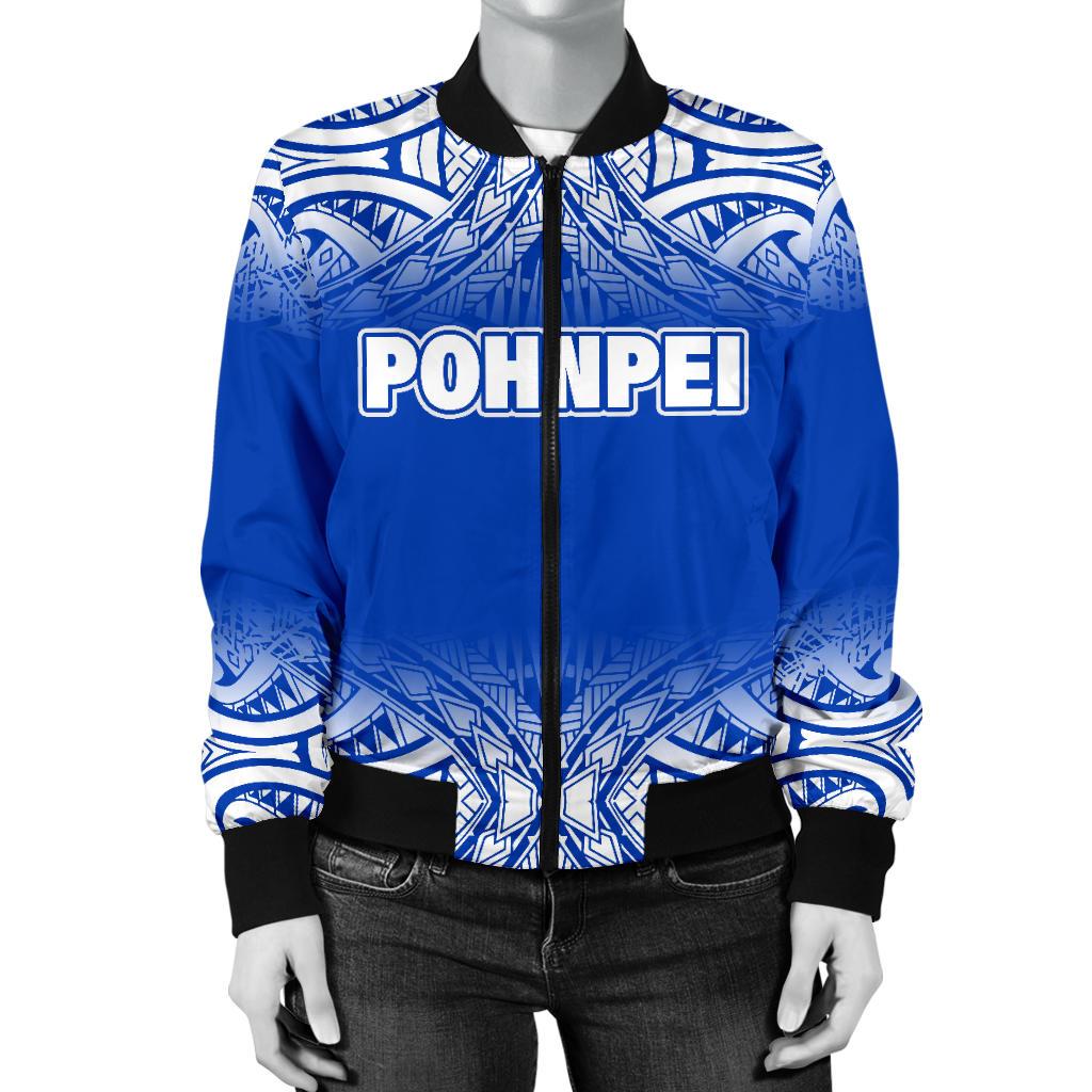 Pohnpei Women's Bomber Jacket - Fog Blue Style - Polynesian Pride
