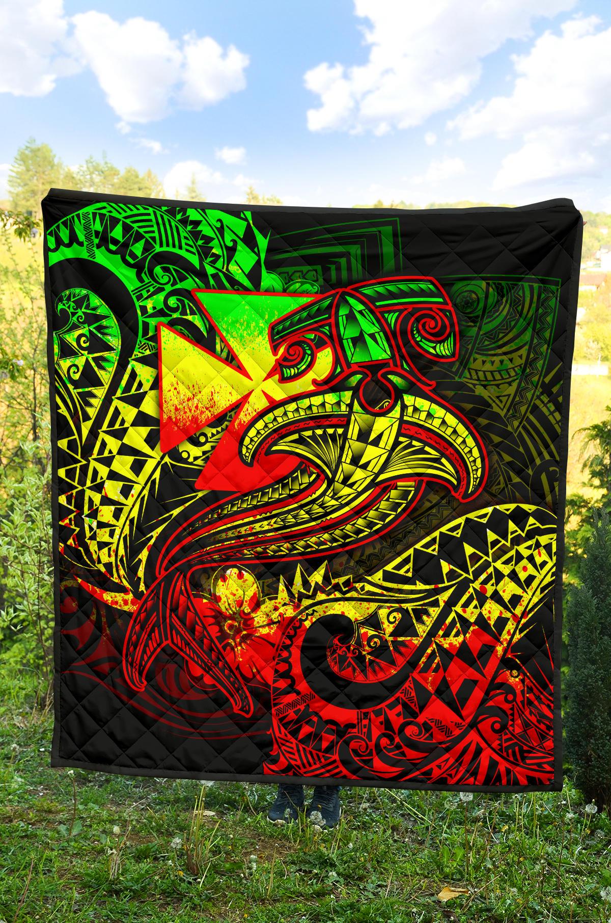 Polynesian Wallis and Futuna Premium Quilt - Reggae Shark Polynesian Tattoo - Polynesian Pride