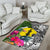 New Caledonia Area Rug White - Turtle Plumeria Banana Leaf - Polynesian Pride