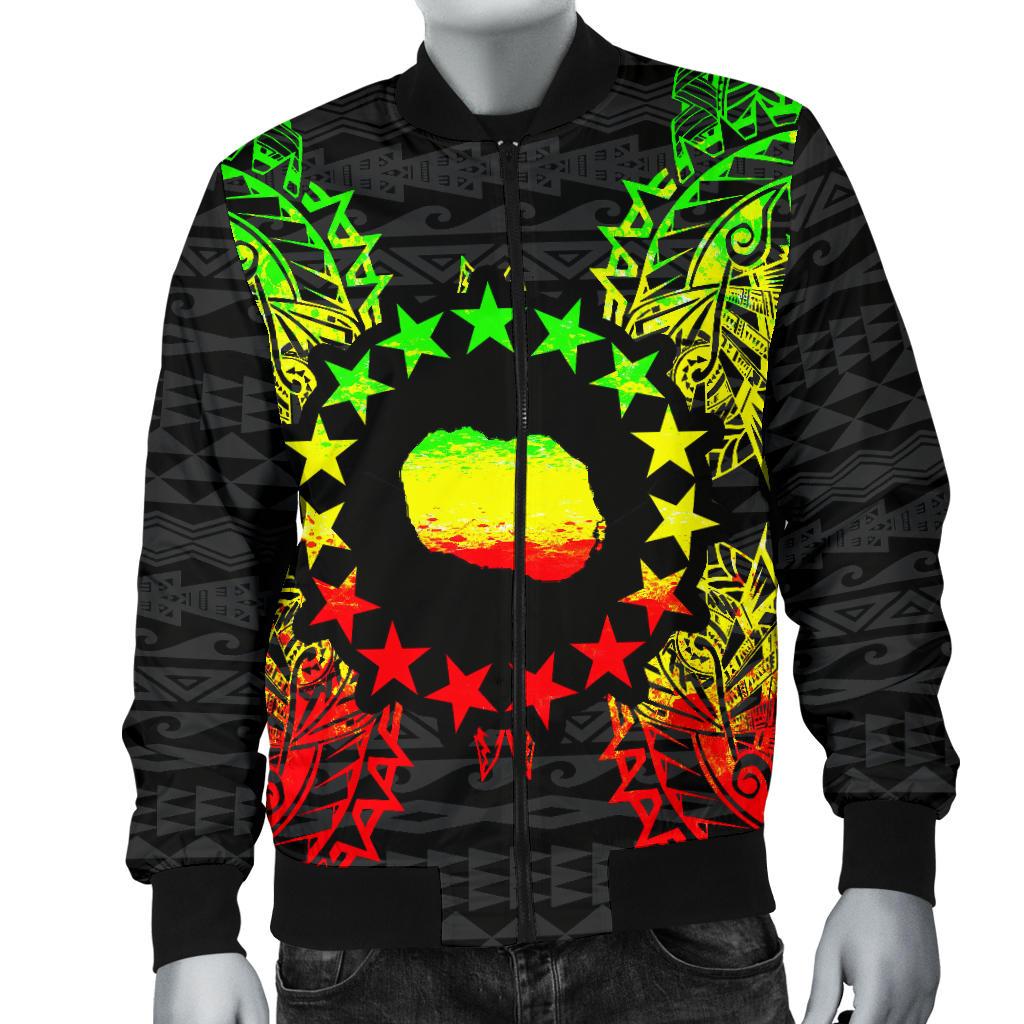 Cook Islands Polynesian Men's Bomber Jacket Map Reggae - Polynesian Pride