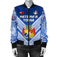 Mate Ma'a Tonga Rugby Women's Bomber Jacket Polynesian Creative Style - Blue - Polynesian Pride